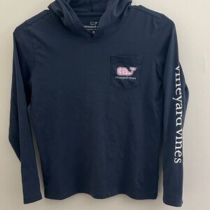 Vineyard Vines Dark Blue Tshirt Hoodie with Pink Logo